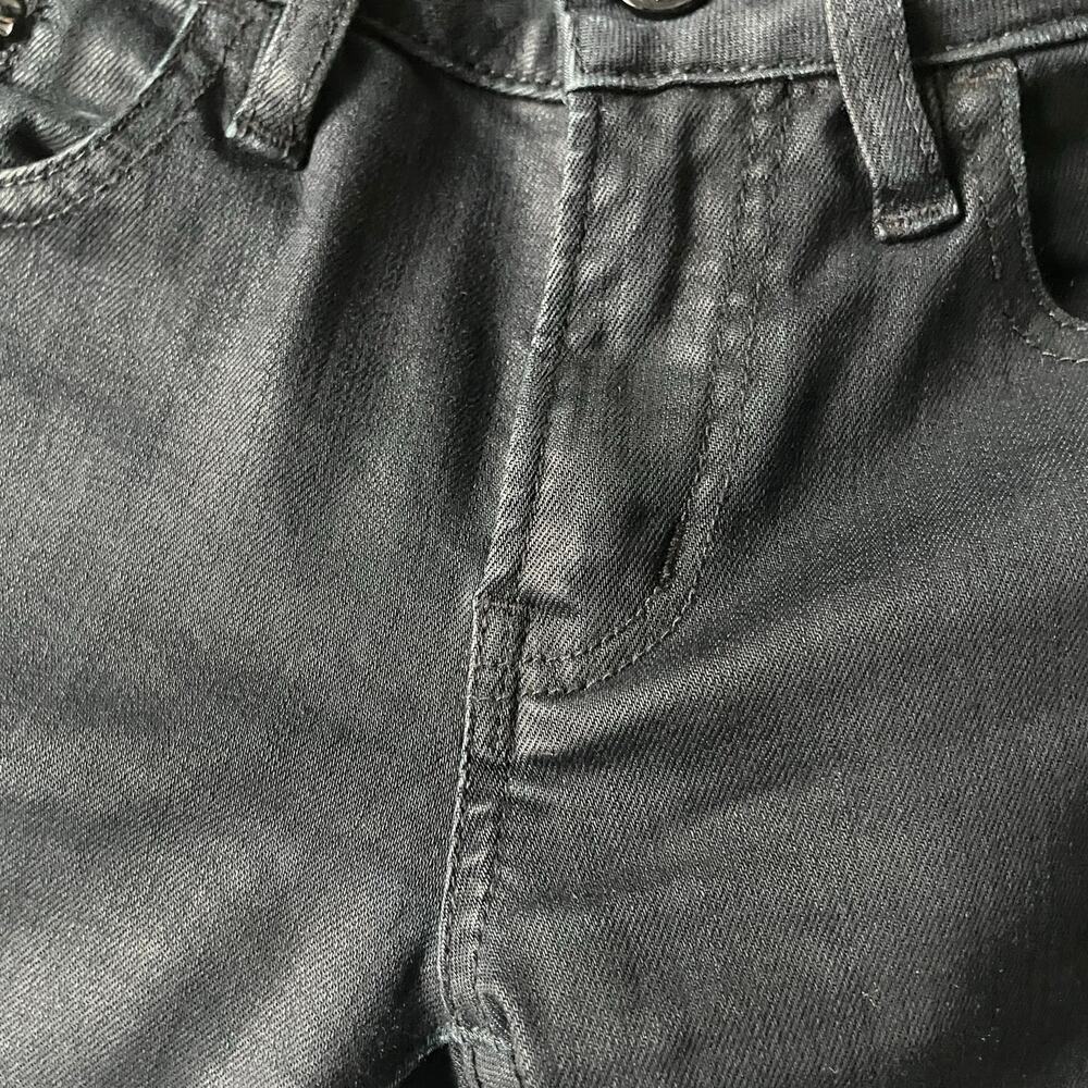 The Kooples Leather Effect Waxed Black Denim Short Fit Jeans Size 25 - Picture 4 of 10